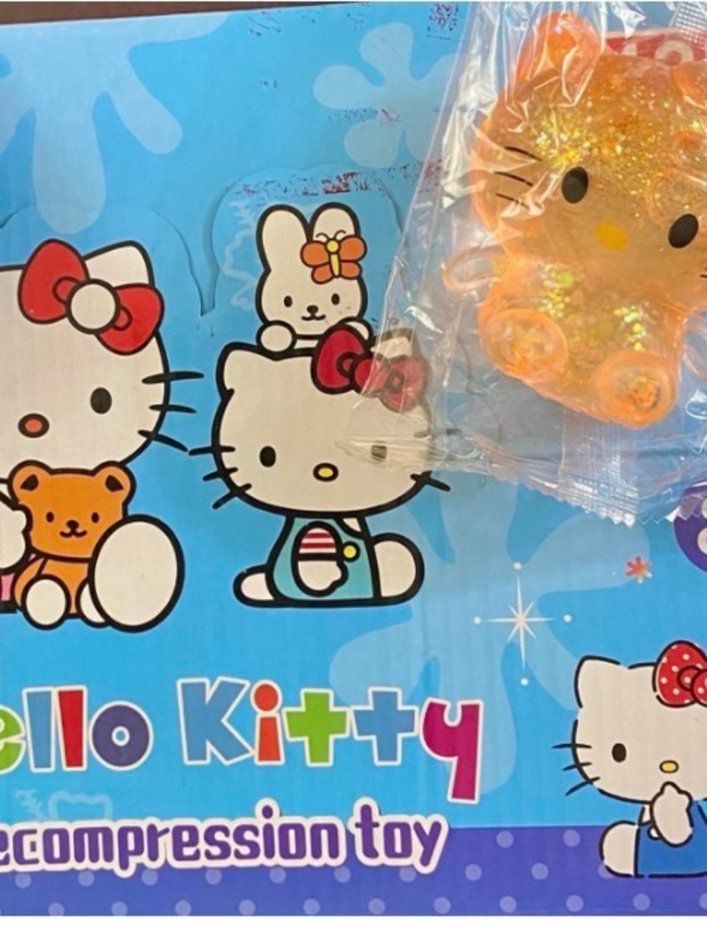 Hello Kitty Orange Glitter Squishy Fidget Toy - Party Favor